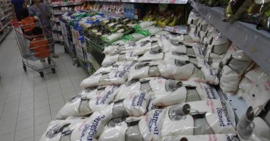 Bags of white sugar are displayed in a supermarket in Jakarta. (Reuters)