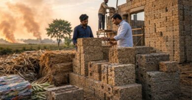 India Turns Agricultural Waste and Plastic into Low-Cost Construction Bricks